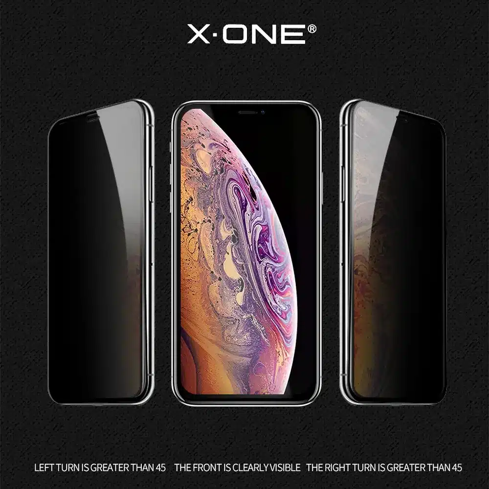 X-ONE Full Cover Extra Strong Privacy kaljeno staklo - za iPhone 16 / iPhone 15 (puno ljepilo) crno