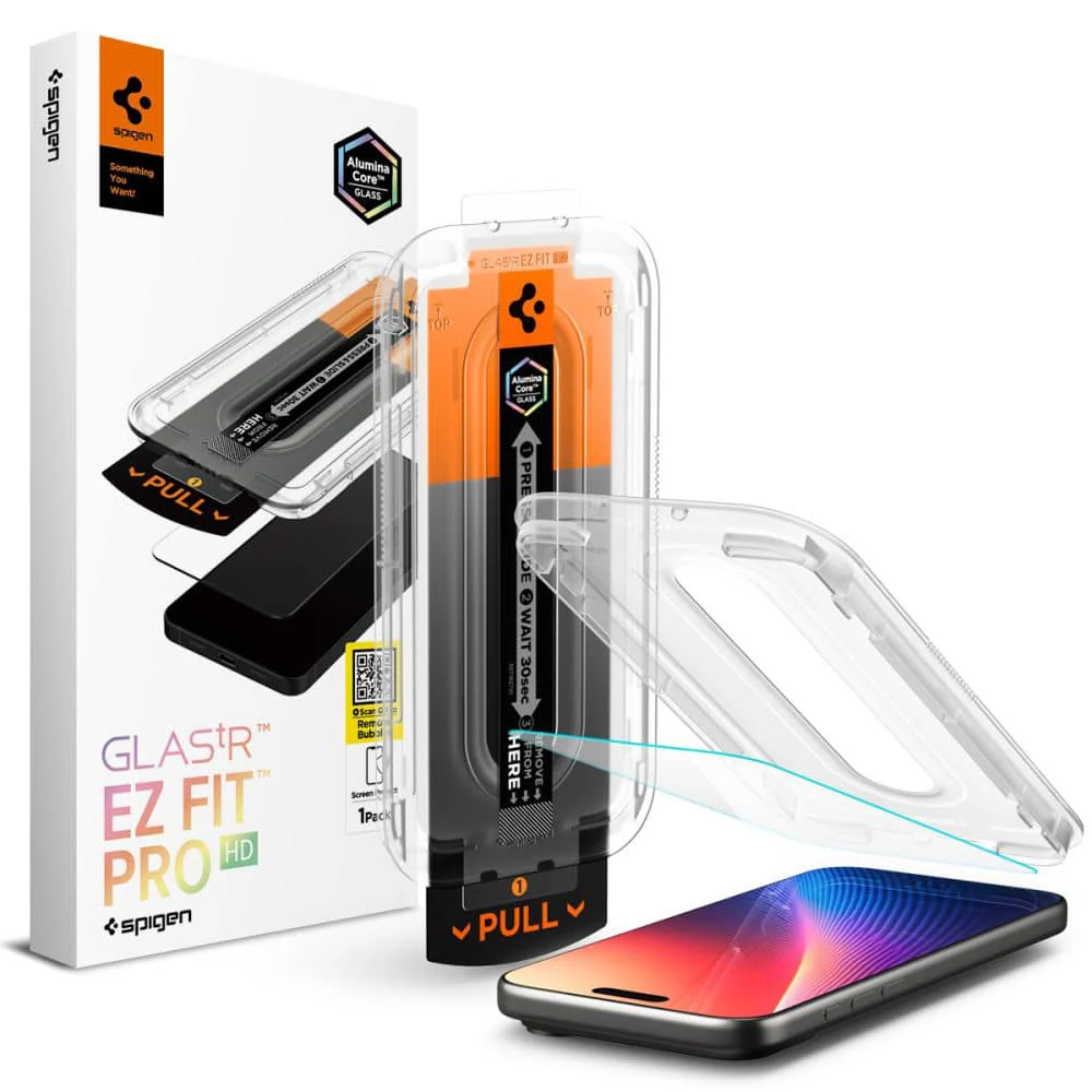 Spigen - Glas.tR EZ-FIT Pro - iPhone 16 Pro / iPhone 17 / iPhone 17 Pro AGL10097- Prozirno
