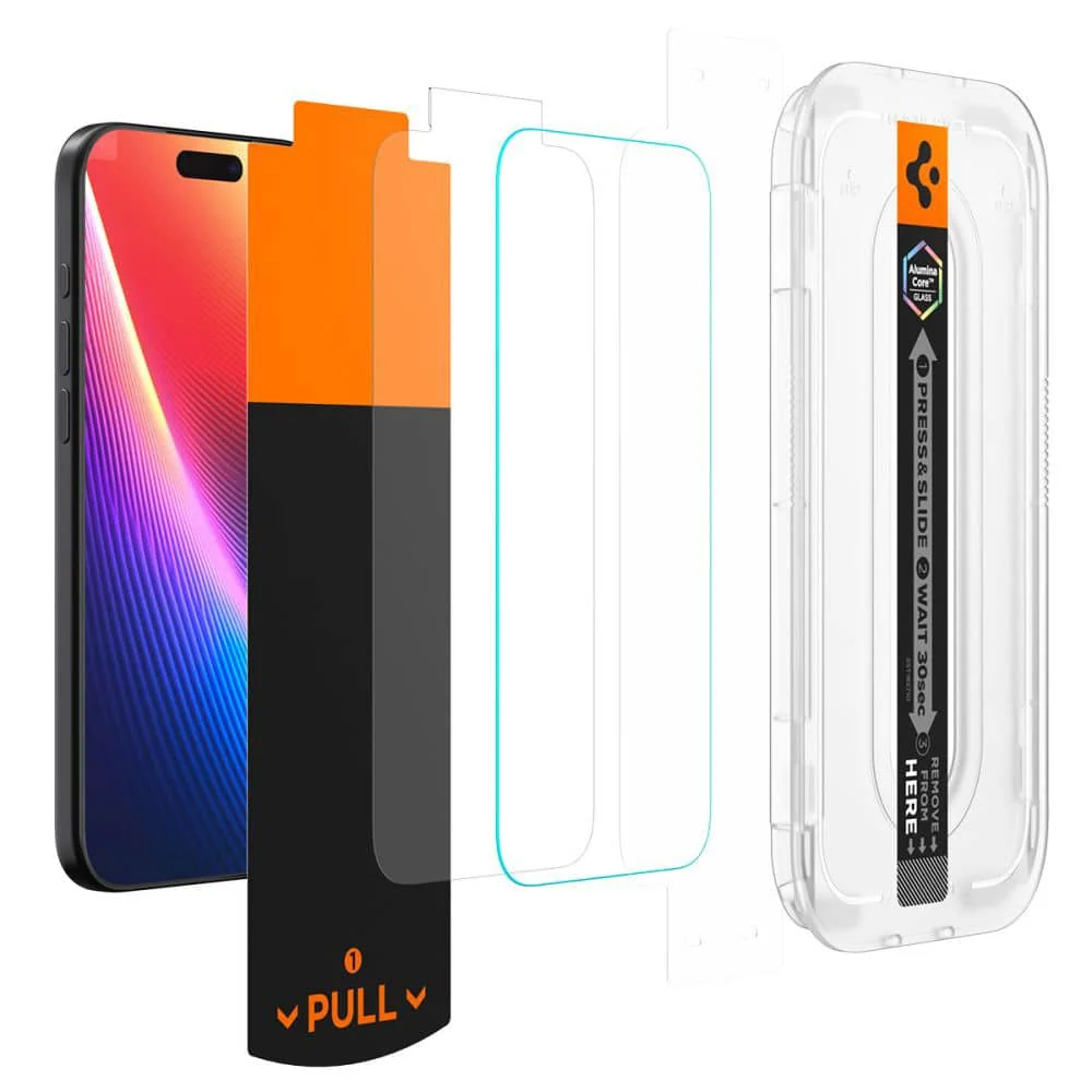 Spigen - Glas.tR EZ-FIT Pro - iPhone 16 Pro / iPhone 17 / iPhone 17 Pro AGL10097- Prozirno