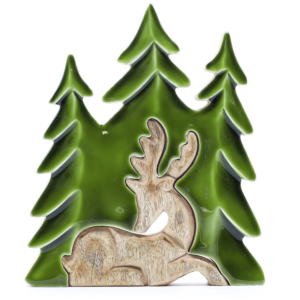 Ukras od manga drva u obliku jelena šumskog jelena 3D 23x20cm