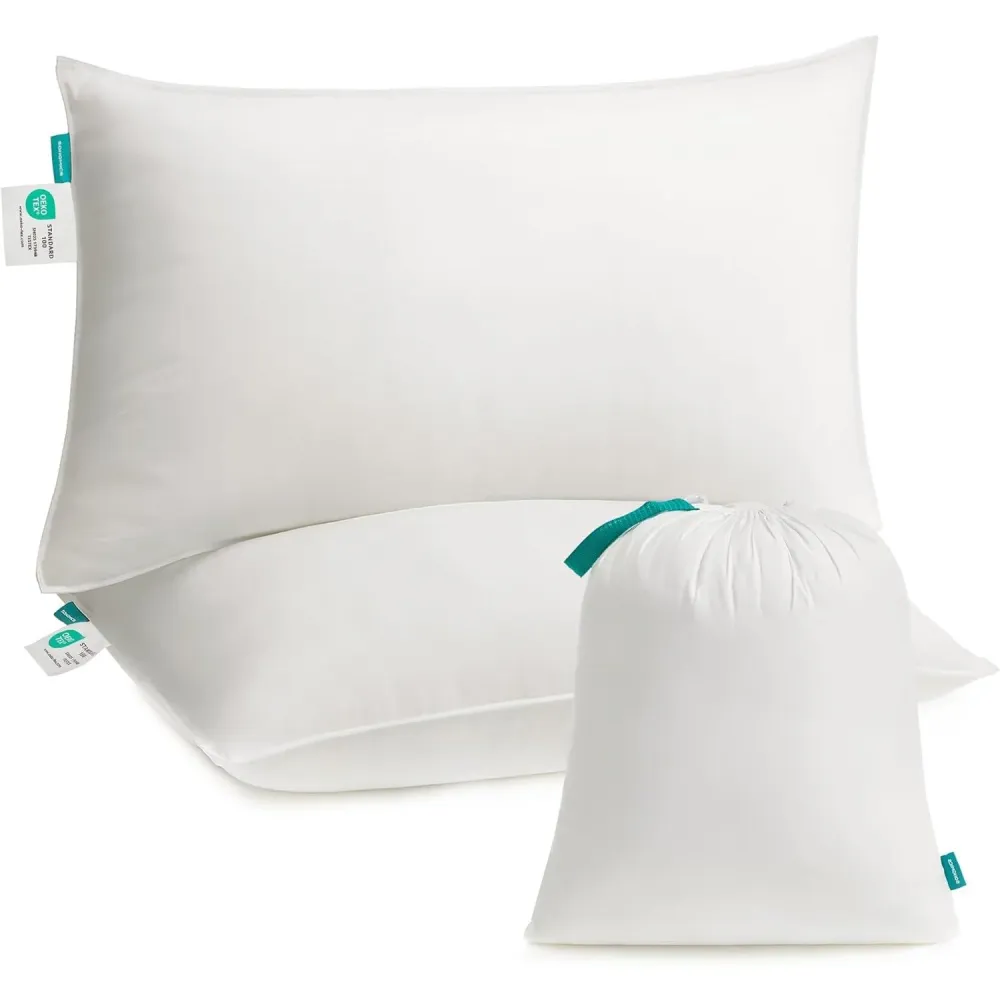 Set od dva jastuka, 800 g punjenja, perivi u perilici, 74 x 48 cm, bijeli