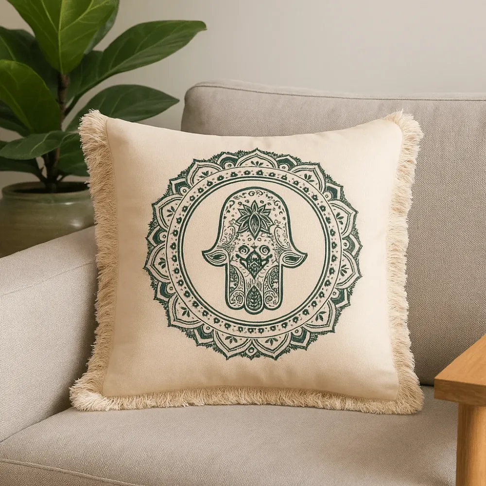 Jastuk Zeleni Hamsa Mandala 45x45 cm