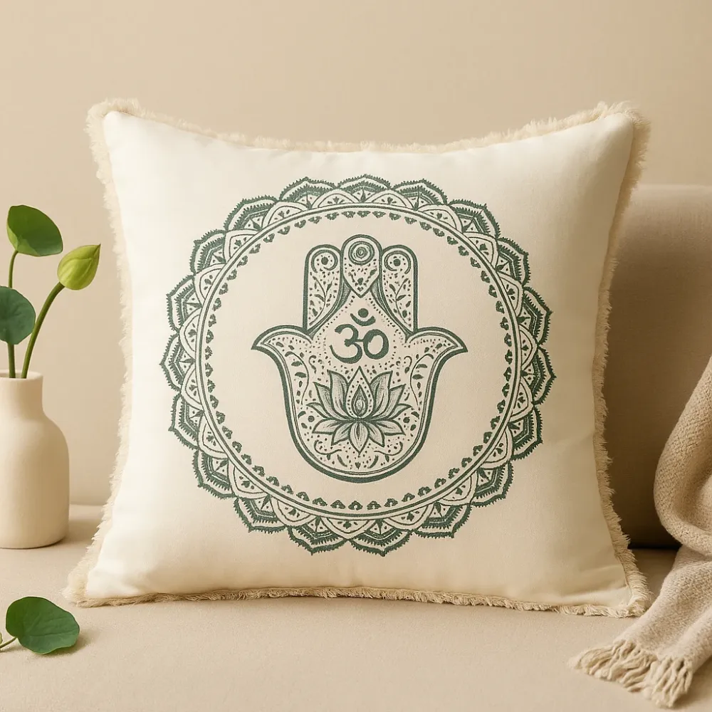 Navlaka za jastuk Hamsa Mandala 60x60cm Zelena