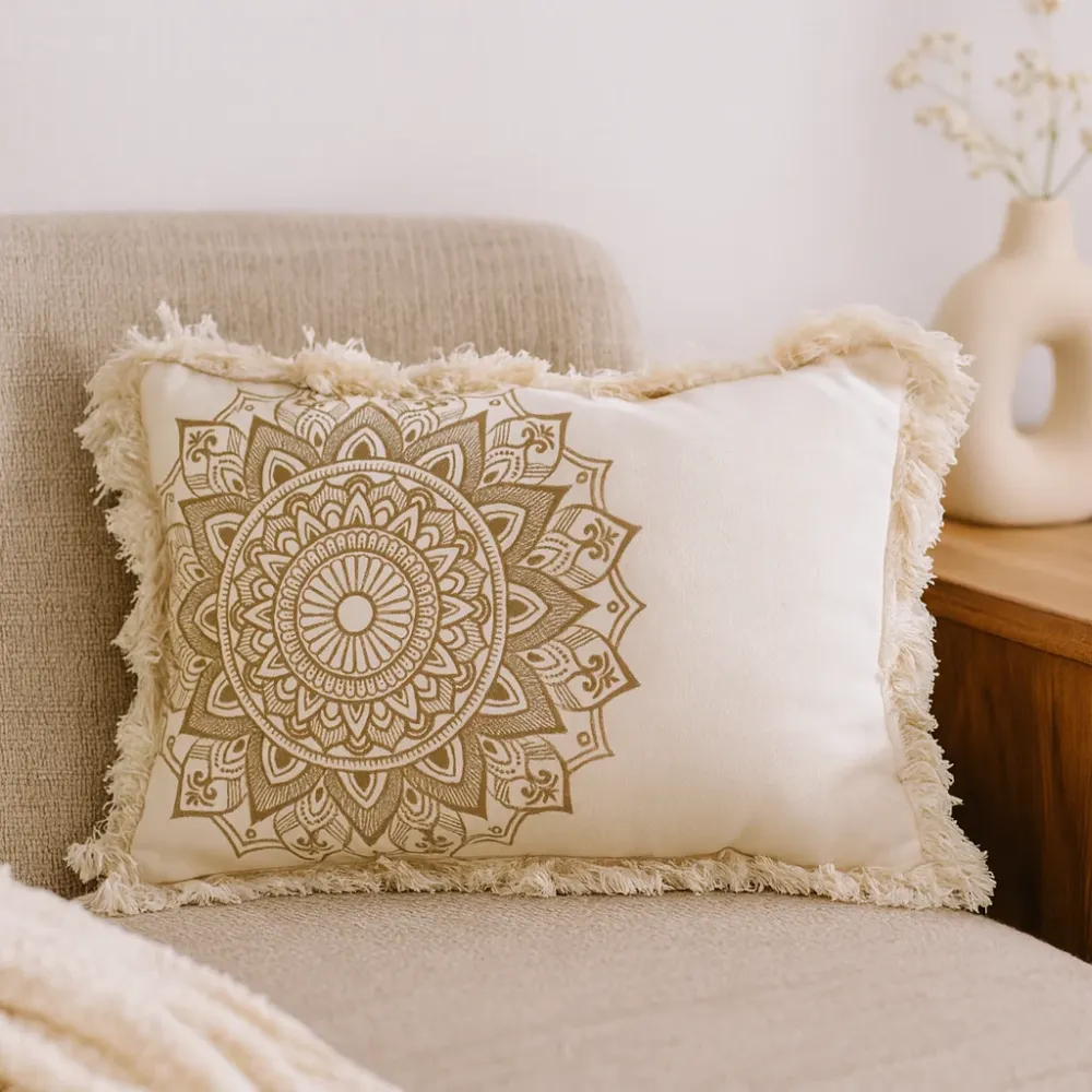 Navlaka za jastuk Lotus Mandala 30x50 cm Bronca