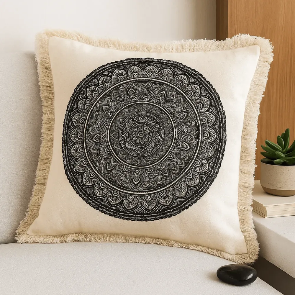 Navlaka za jastuk Mandala 45x45cm Crni Pamuk