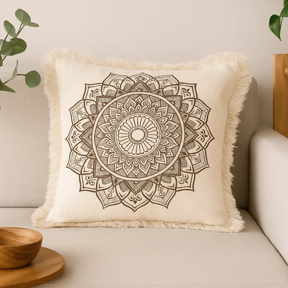 Navlaka za jastuk od pamuka Lotus Mandala 60x60 cm brončana