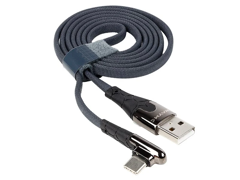 WAYME kabel za punjenje i sinkronizaciju, pleteni od mikrovlakana, 100 cm, USB > kutni USB-C, max 30W