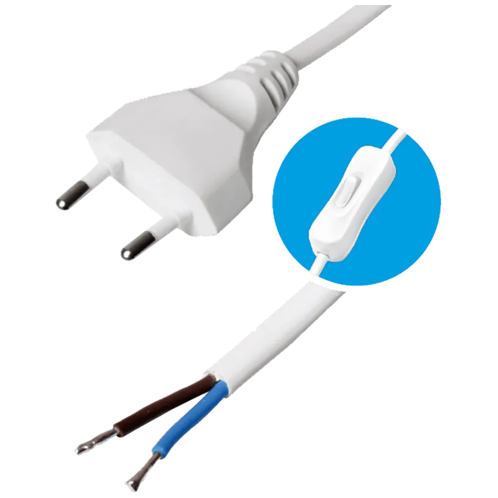 USE Kabel napojni sa prekidačem, 2 x 0.75mm², 2 met. - N 2K-2/WH