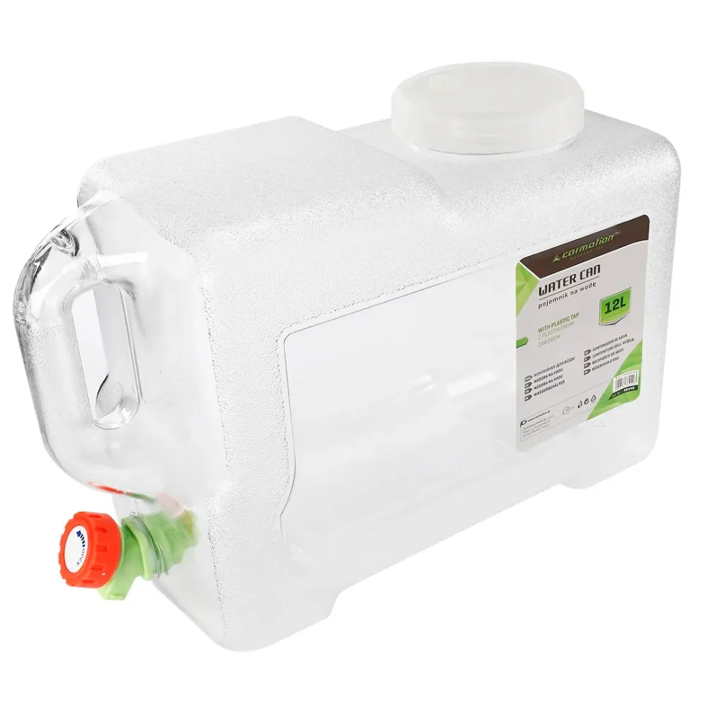 Kanistar za vodu 12 L, s plastičnim ventilom, proziran
