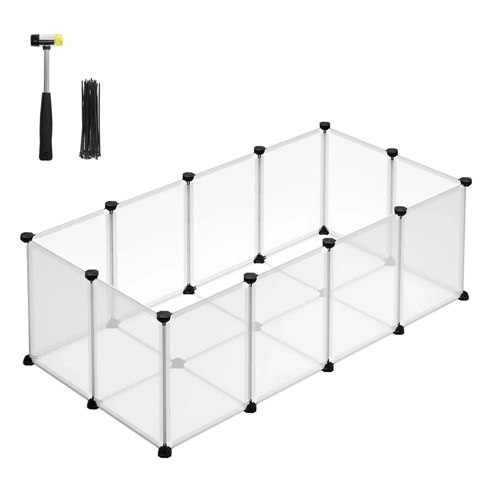 Kavez za male životinje, plastični prozirni paneli, 125 x 63 x 42 cm, bjela boja