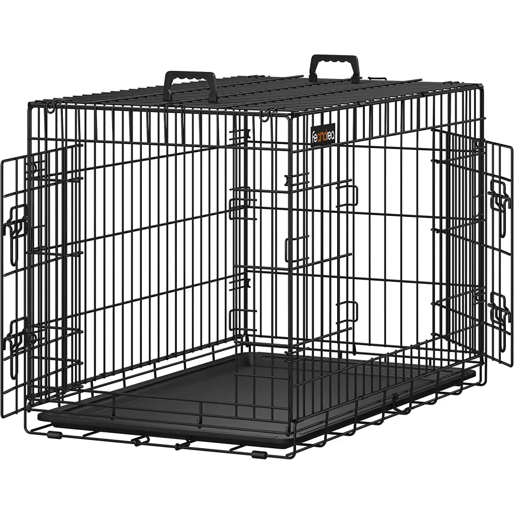 Kavez za pse, 2 vrata, sklopiva prijenosna kućica za pse 2,5 x 64 x 57,5 cm | FEANDRA