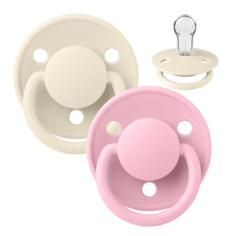 BIBS De Lux Sut - 2-Pak - Onesize - Silikone - Ivory/Baby Pink Boys & Girls