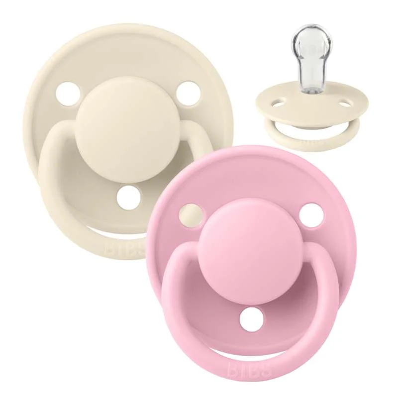 BIBS De Lux Sut - 2-Pak - Onesize - Silikone - Ivory/Baby Pink from BPA-Free Materials