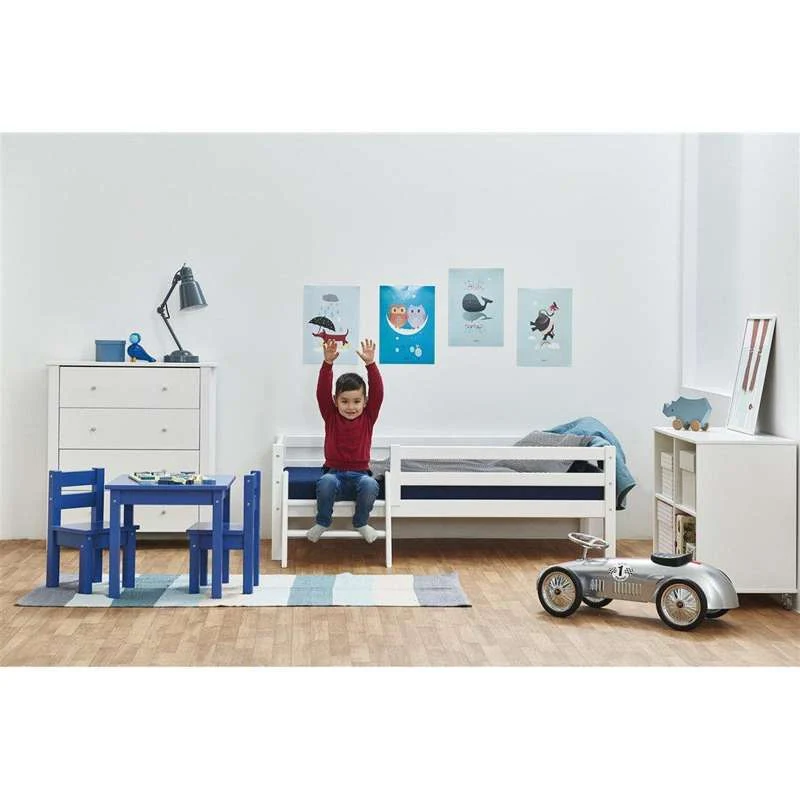 Hoppekids ECO Dream - Juniorska postelja s ljestvama i zaštitom za krevet - 70x160 cm. - Alabaster