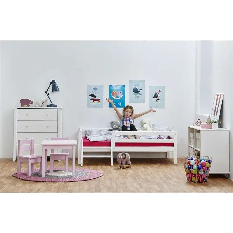 Hoppekids ECO Dream - Juniorska postelja s ljestvama i zaštitom za krevet - 70x160 cm. - Alabaster