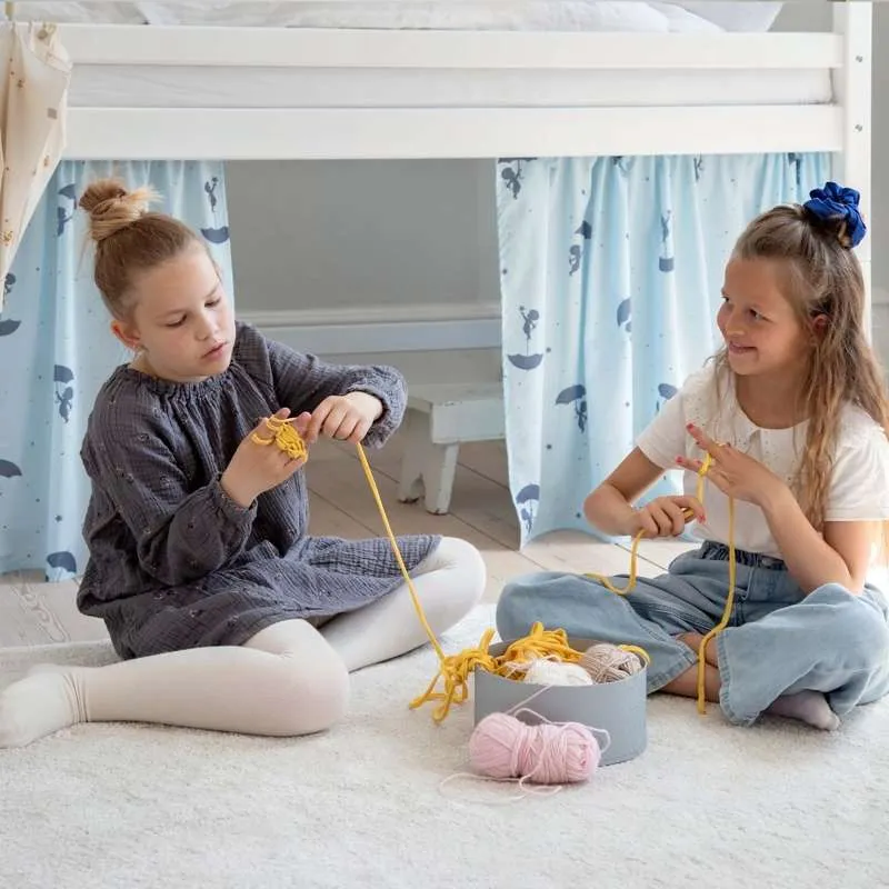 Hoppekids Forhæng til Halvhøj Seng - OLE LUKOIE - Blå