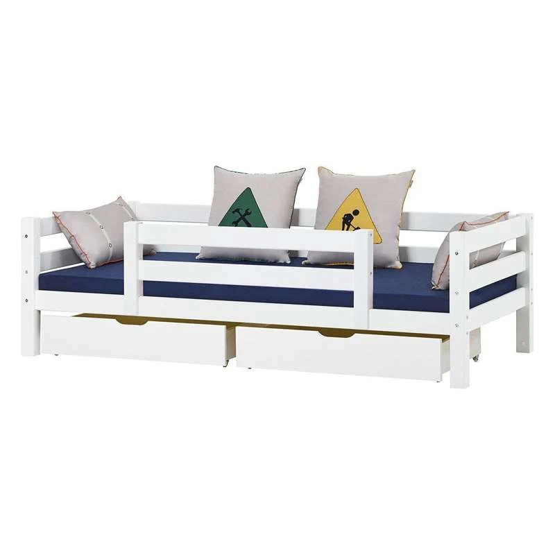 Hoppekids ECO Ekskluzivan - Juniorska krevet - 90x200 cm. - 1/2 Ograda za krevet - Fleksibilna podnica - Bijela