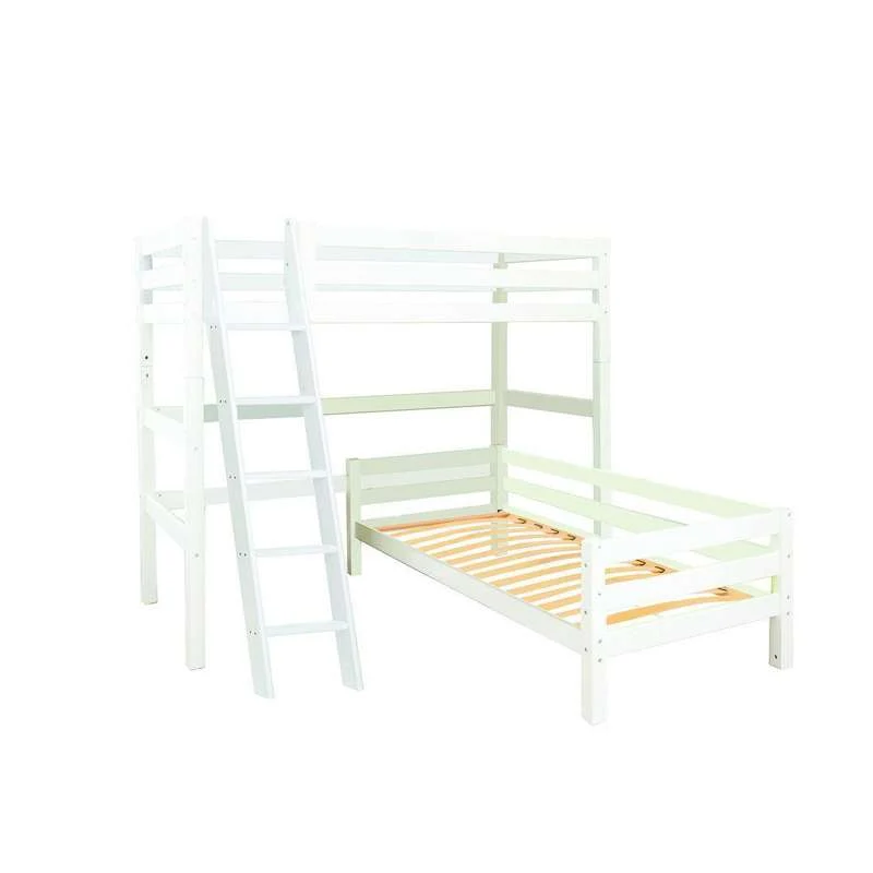 Hoppekids ECO Luksuzno - Krevet na kat - 90x200 cm. - Kutna kombinacija - Kosi ljestve - Fleksibilna podloga za spavanje -...