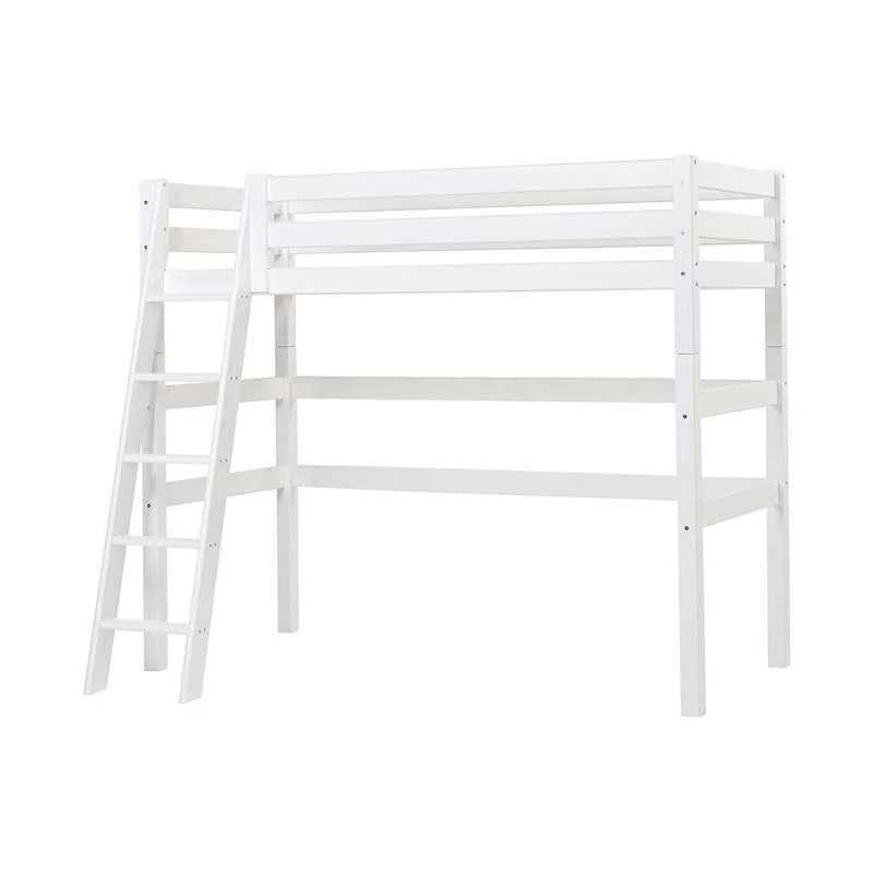 Hoppekids ECO Vrhunski - Visoki krevet - 90x200 cm. - Kosi stub - Fleksibilna podloga za ležaj - Bijela