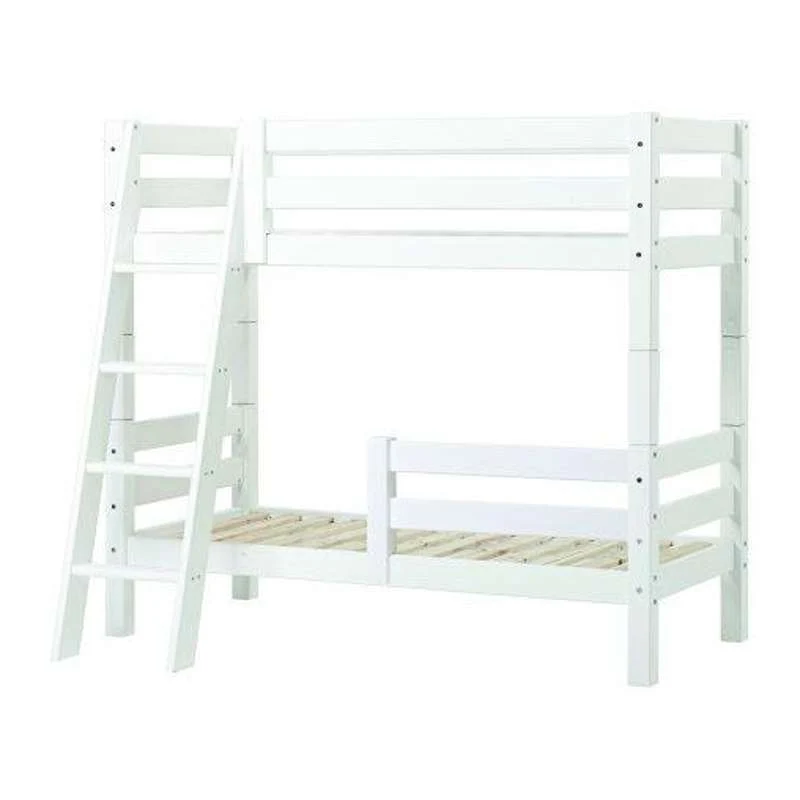 Hoppekids ECO Luksuzan - Krevet s 1/2 ogradom - Koso ljestve - 150 cm. (Više veličina) - Bijela