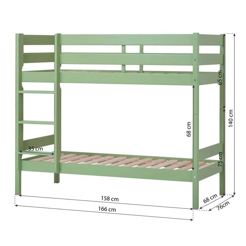 Hoppekids ECO Comfort - Krevet na kat (Više veličina) - Svijetlo zelena | Easy Assembly Included