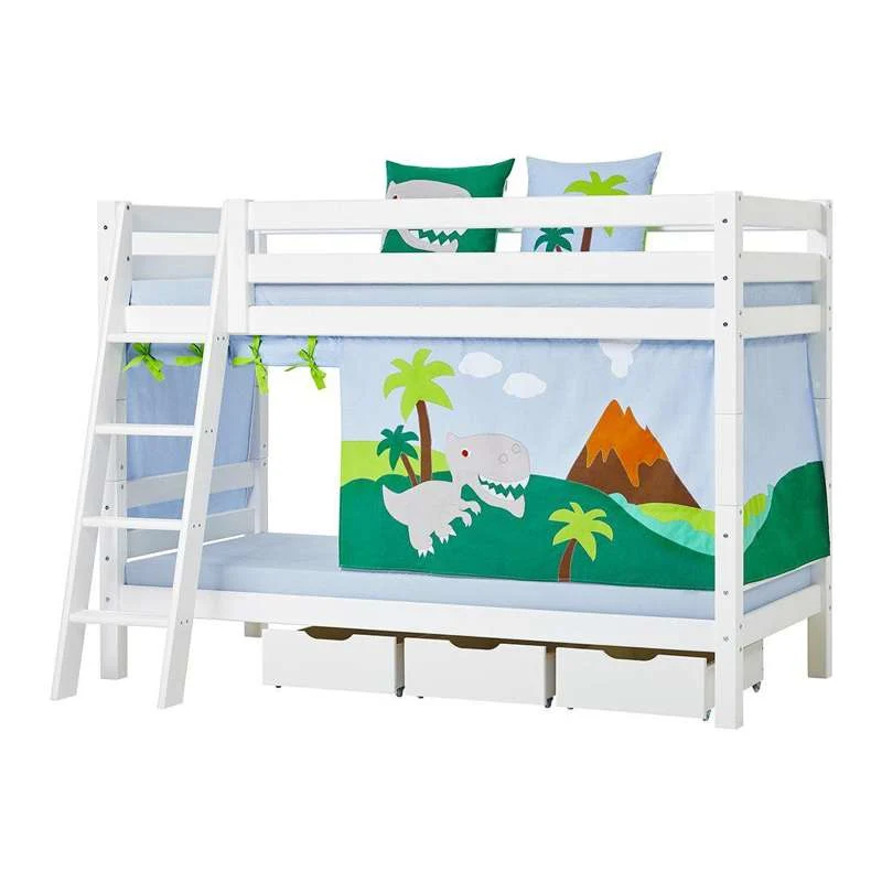 Hoppekids ECO Luxury - Krevet na kat - 150 cm. - 90x200 cm. - Koso stubište - Fleksibilna podnica - Snijeg