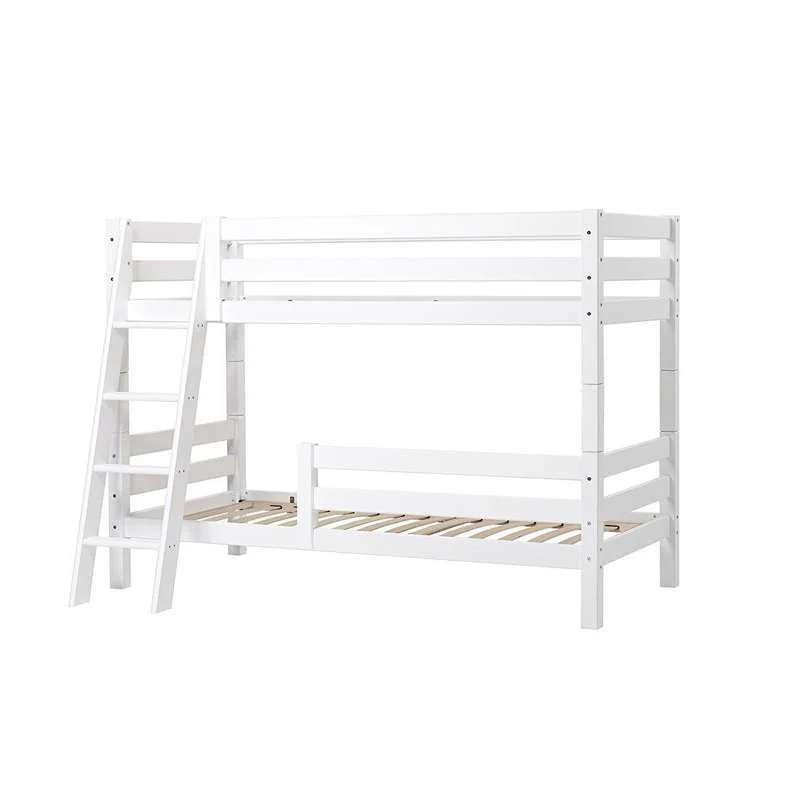 Hoppekids ECO Premium - Krevet na kat 150 cm. - 90x200 cm. - Dva kreveta - Kosi stepenik - Fleksibilna podnica - Bijela