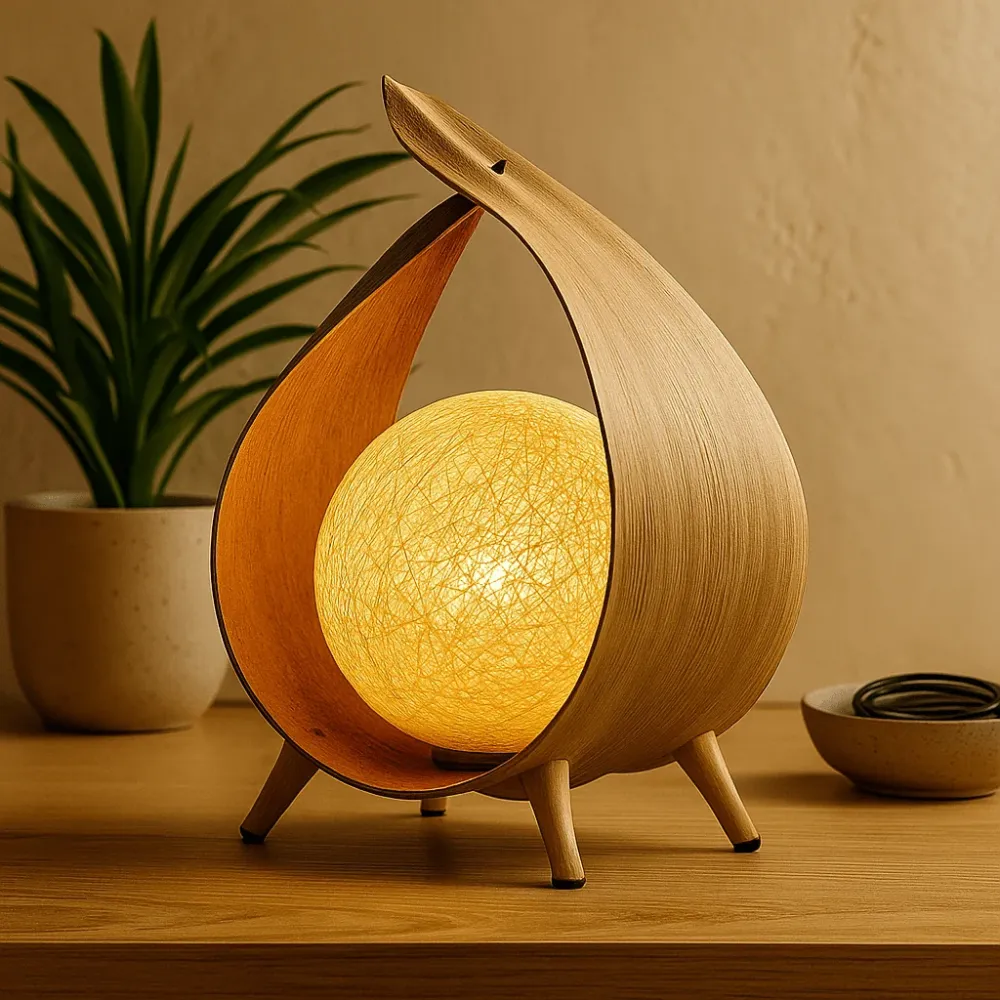 Lampa od kokosovog lista s pamučnim sjenilom