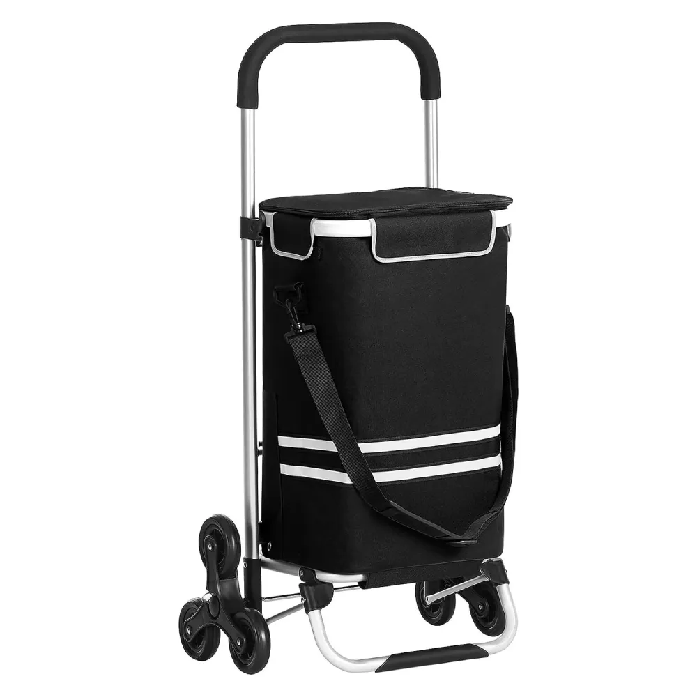 Torba za kupovinu s kotačima, sklopiva torba za kupovinu, 35 L, crna