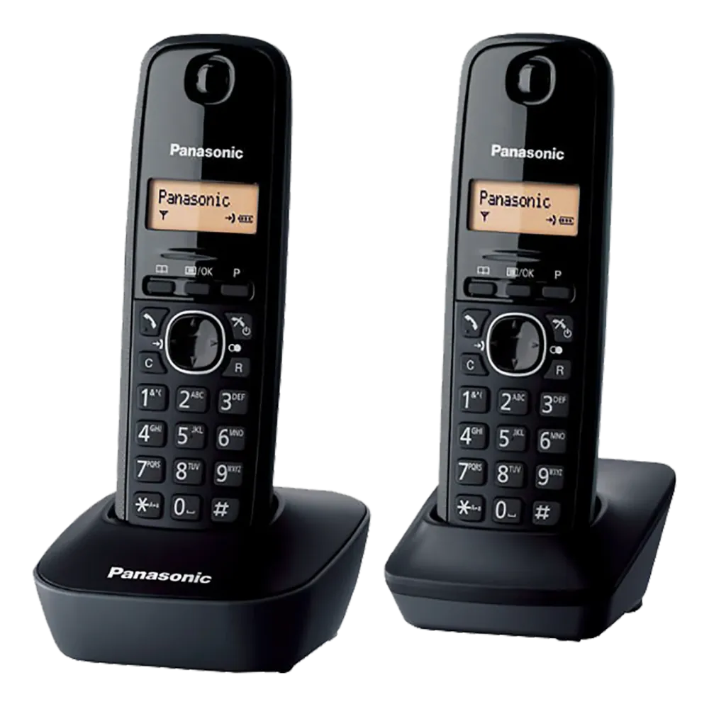 Panasonic Telefon bežični, DUO DECT, 1.25" LED display, crna boja - KX-TG1612FXH