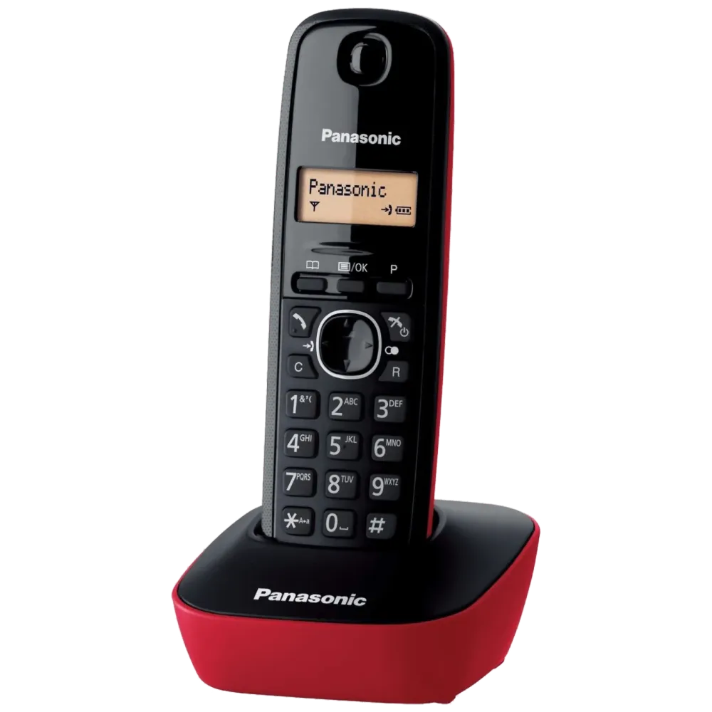 Panasonic Telefon bežični, LED display, crno/crveni - KX-TG1611FXR