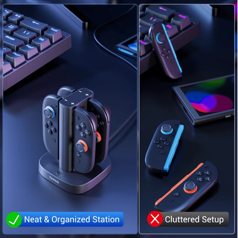 4-u-1 stanica za punjenje za Joy-Con brzi punjač s LED diodom | za Nintendo Switch 2