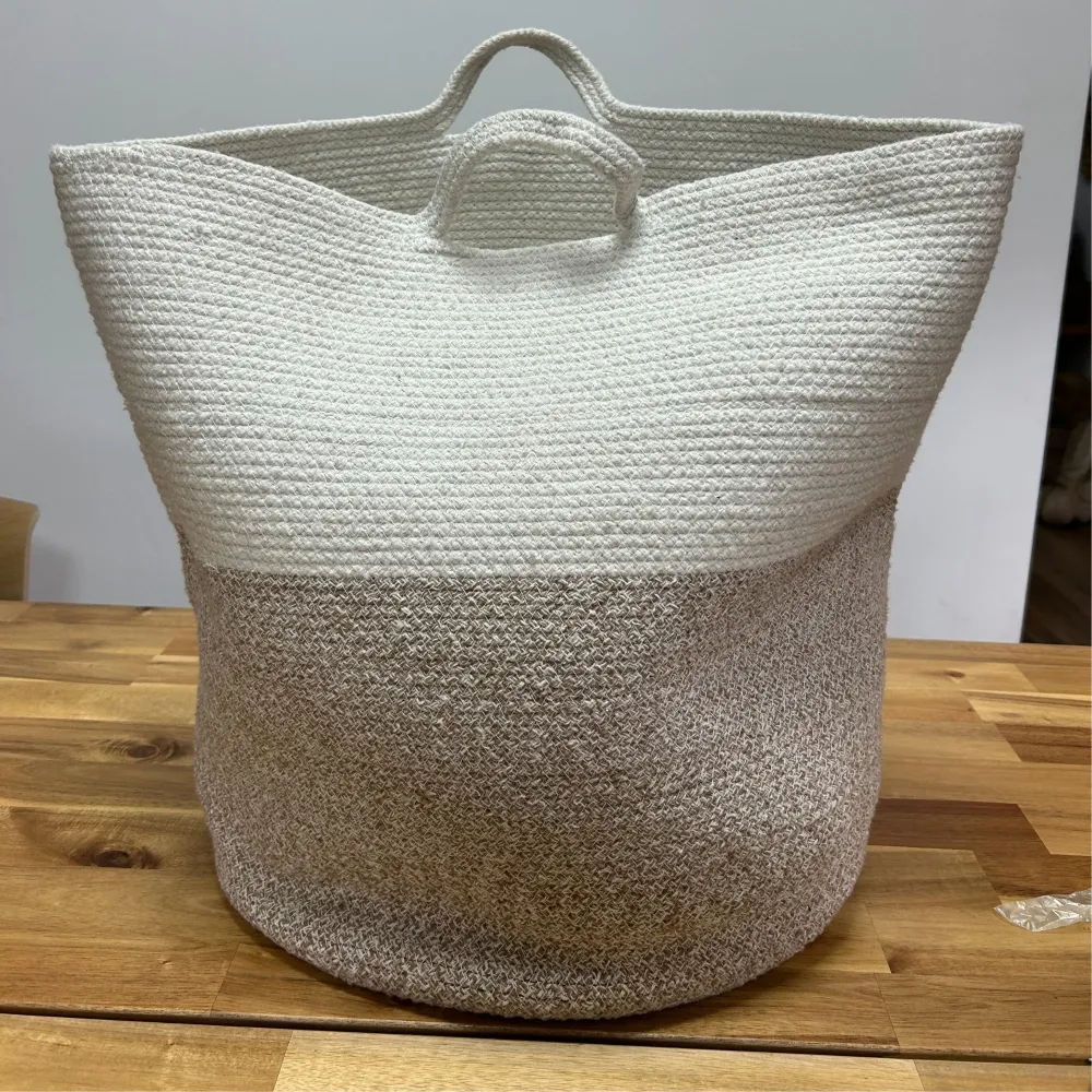 Košara za pohranu rublja od pamučnog užeta bež bijela 45x40cm