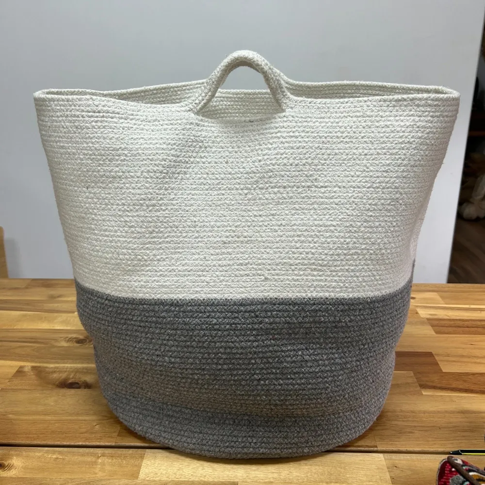 Košara za pohranu rublja od pamučnog užeta siva krem 45x40cm
