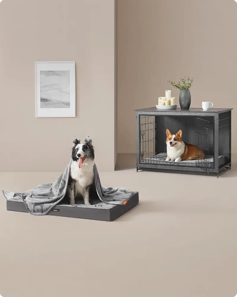 Perivi krevet za velike pse, prostirka za pse 120 x 74 x 10 cm, siva | FEANDREA