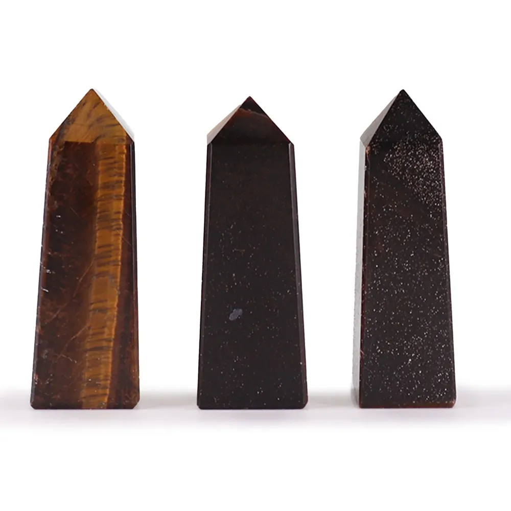 Kristalni obelisci tigrastog oka, obsidijana i snježnog obsidijana 5 cm