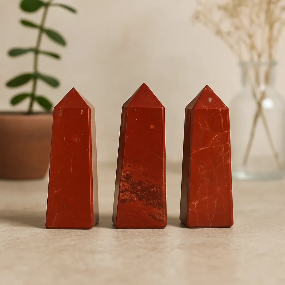 Polirani crveni jaspis kristalni obelisk vrh 3,5 – 5 cm