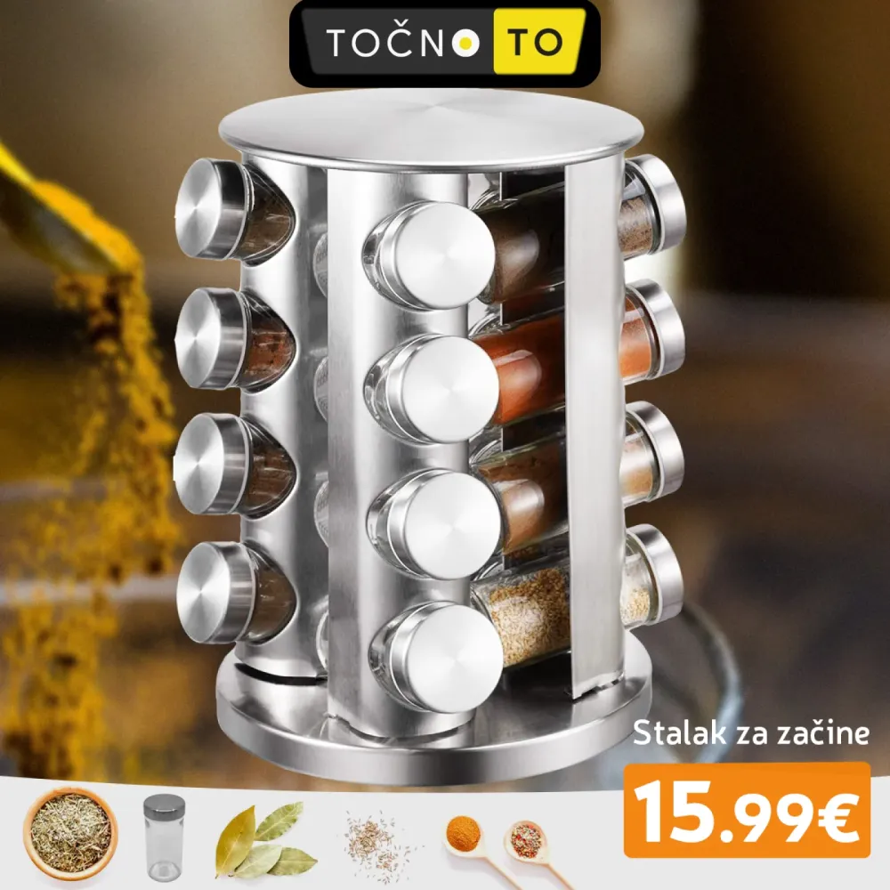 STALAK ZA ZAČINE SA 16 POSUDA