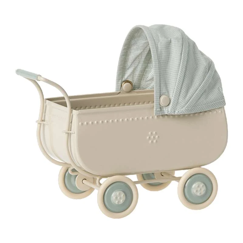 Maileg Vintage Kolica za bebe s posteljinom - Miniatura - Plava