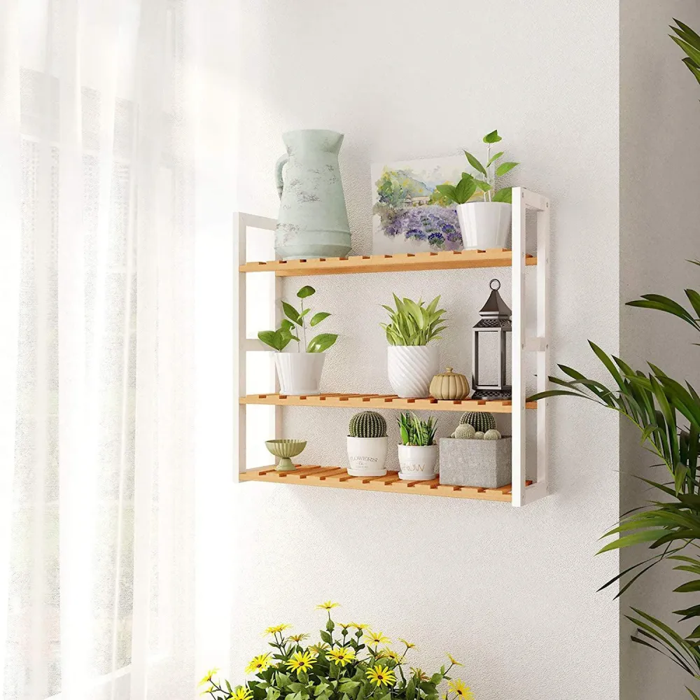 Kupaonska polica od bambusa u 3 razine 60 x 54 x 15 cm