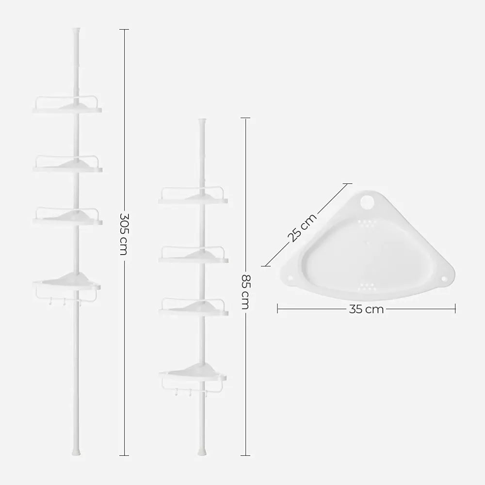 Podesiva teleskopska kupaonska kutna polica, 85-305 cm