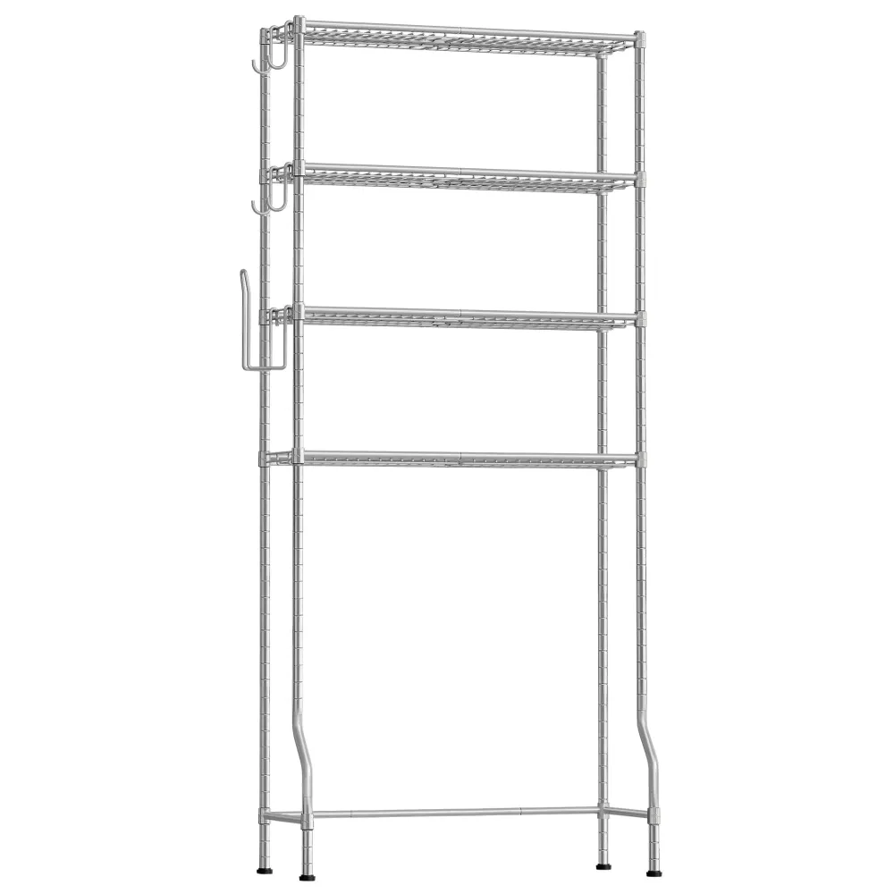 Polica s 4 nivoa za spremanje iznad WC-, 30 x 83 x 176 cm, srebrno-siva
