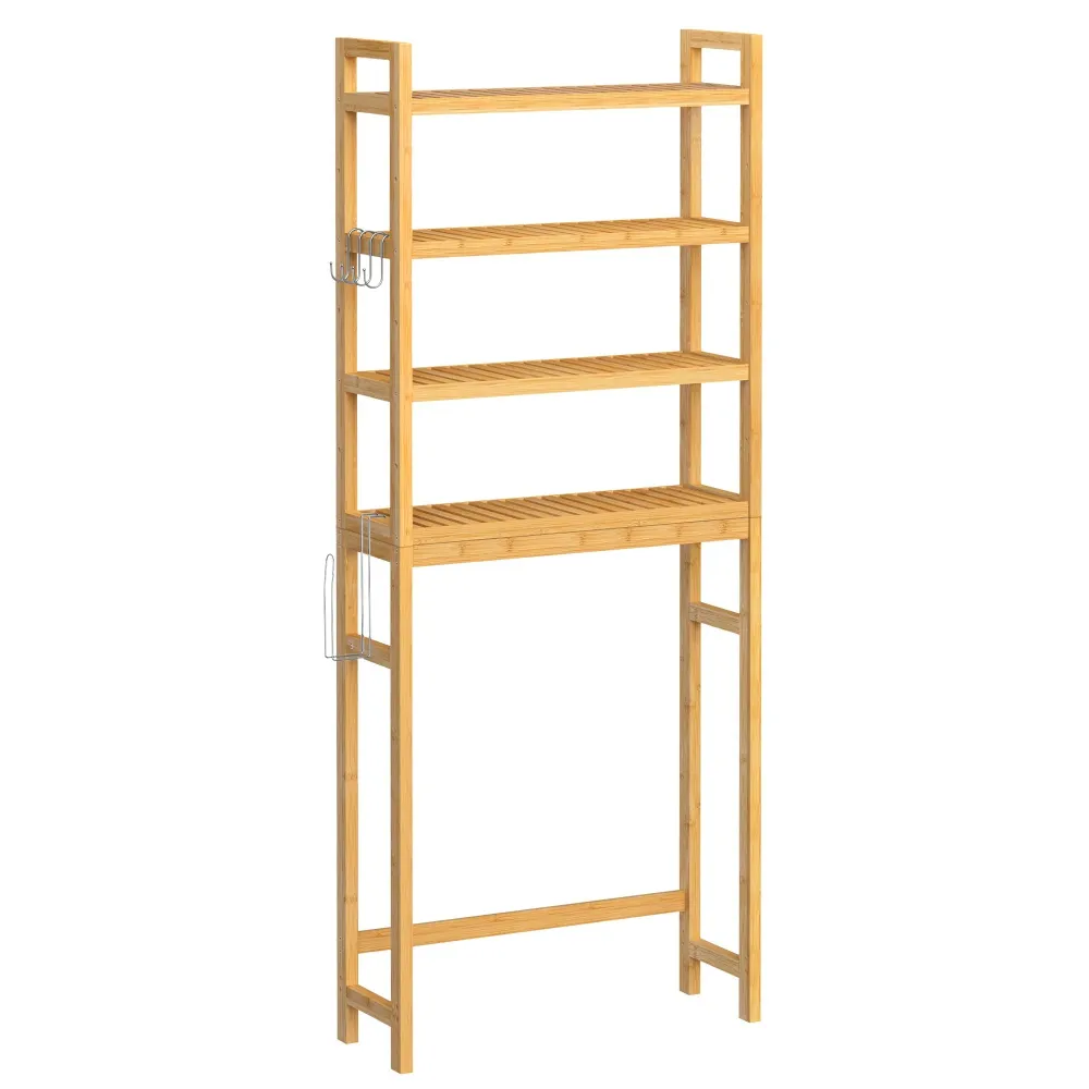 Polica za pohranu iznad WC- na 4 razine, 26 x 63 x 185 cm, boja bambusa