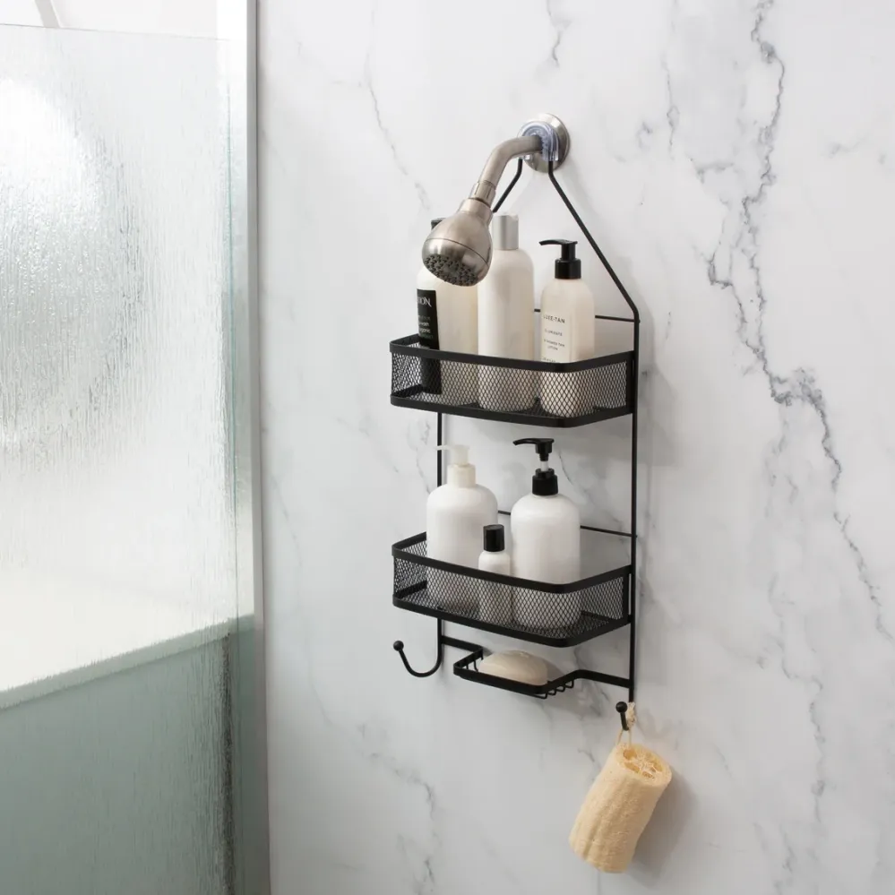 Arise Shower Caddy Mesh Shelves Matte Black