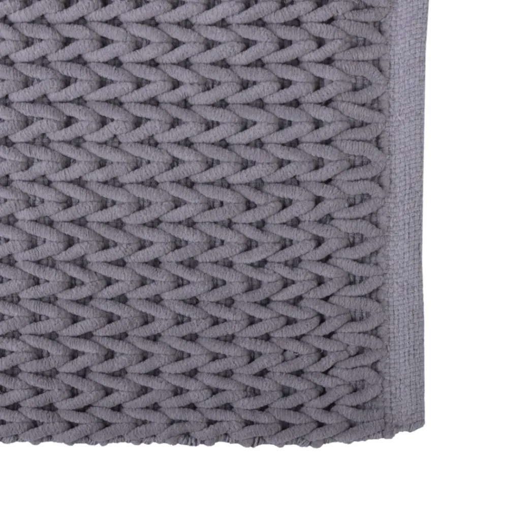 Braided Bath Mat Cotton/Micro Poly Marble Grey 20" X 32" Gsm 1920