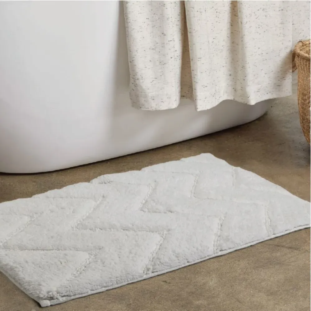 Chevron Bath Mat 100% Cotton White 20"X 64" Gsm 1830