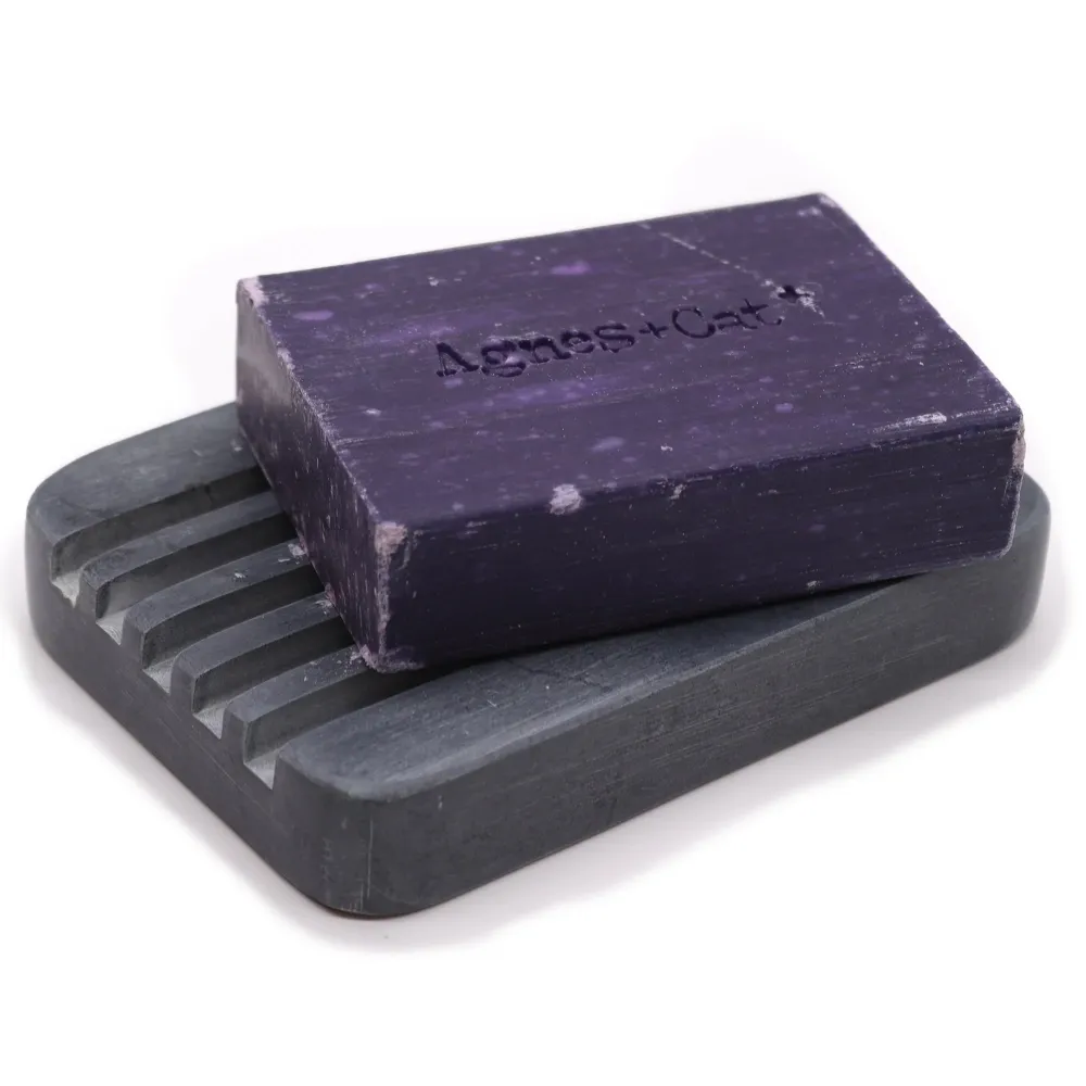 Posuda za sapun siva sapunica rebrasta 12x8.5cm