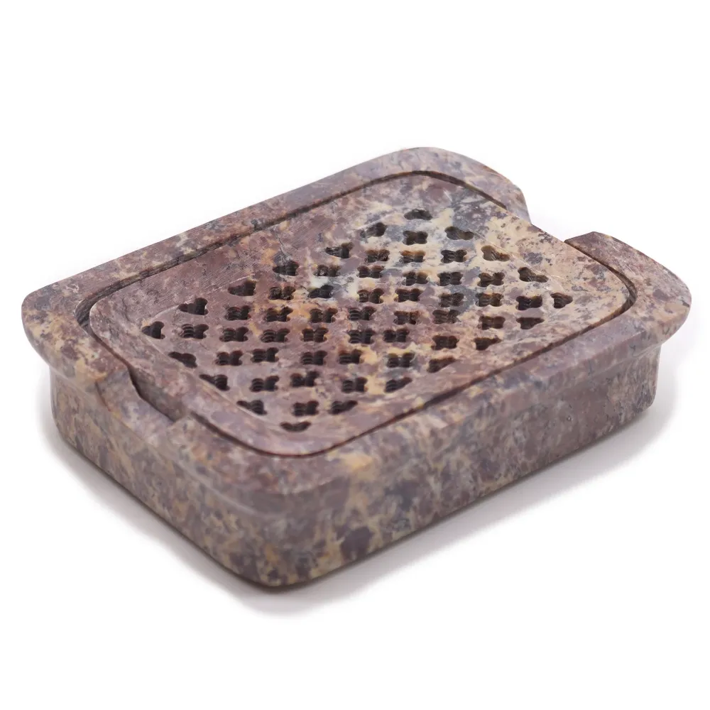 Posuda za sapun od talkovca s ocjeđivačem – kvadratna 11x8cm