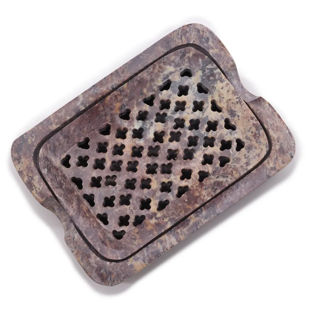 Posuda za sapun od talkovca s ocjeđivačem – kvadratna 11x8cm