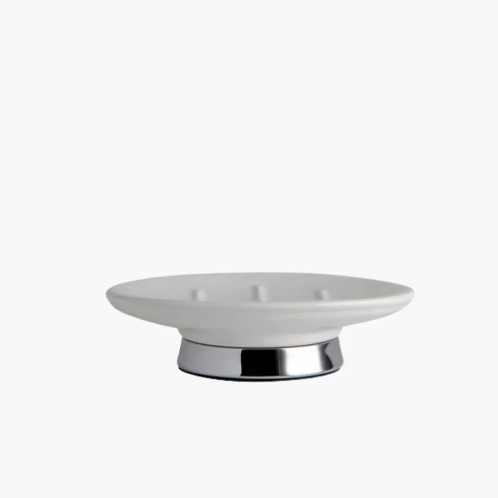Quinn Soap Dish Ceramic White/Chrome